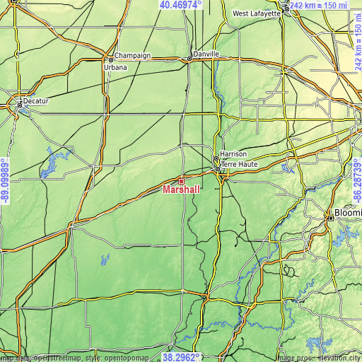 Topographic map of Marshall