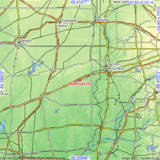 Topographic map of Martinsville