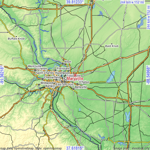 Topographic map of Maryville