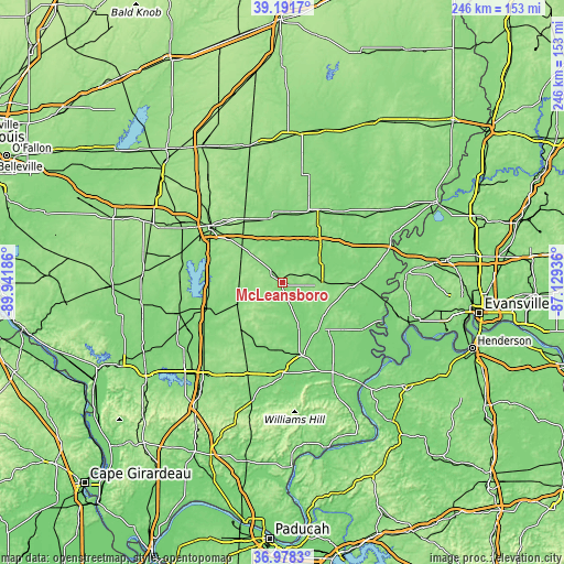 Topographic map of McLeansboro