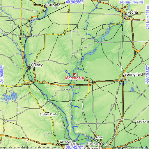 Topographic map of Meredosia