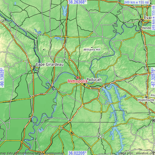 Topographic map of Metropolis