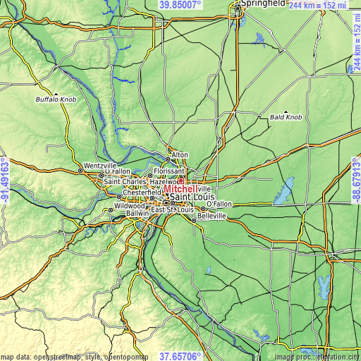 Topographic map of Mitchell