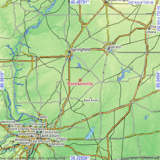 Topographic map of Morrisonville