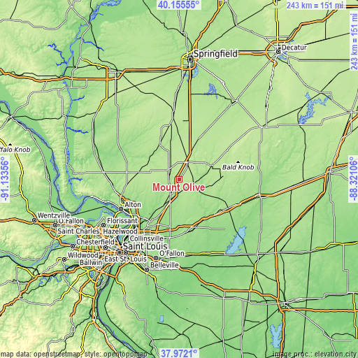 Topographic map of Mount Olive