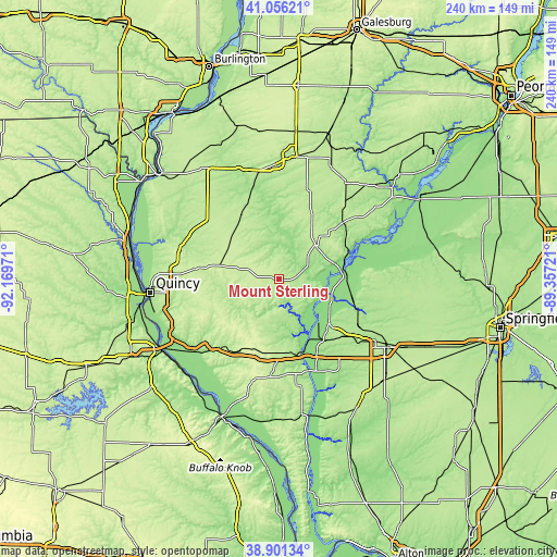 Topographic map of Mount Sterling