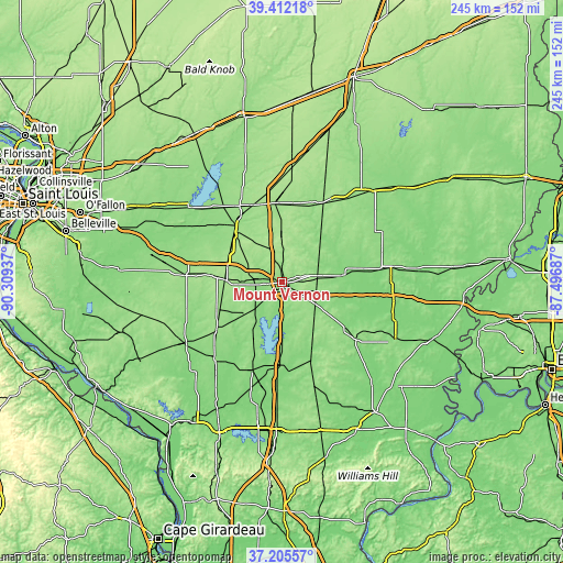 Topographic map of Mount Vernon