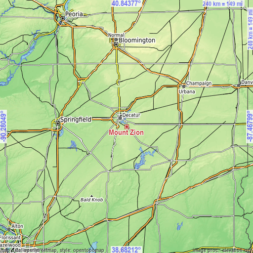 Topographic map of Mount Zion