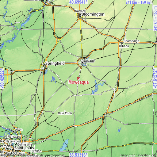 Topographic map of Moweaqua