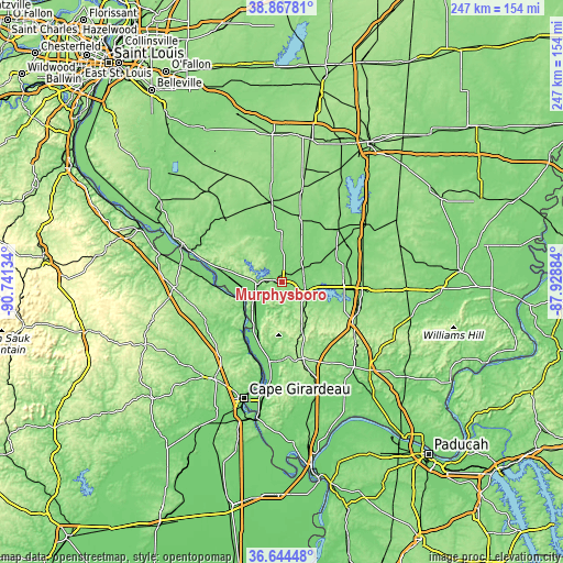 Topographic map of Murphysboro