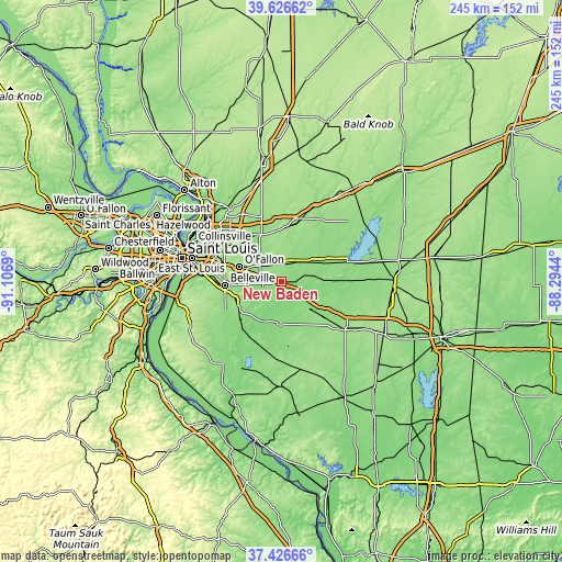 Topographic map of New Baden