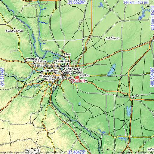 Topographic map of O'Fallon