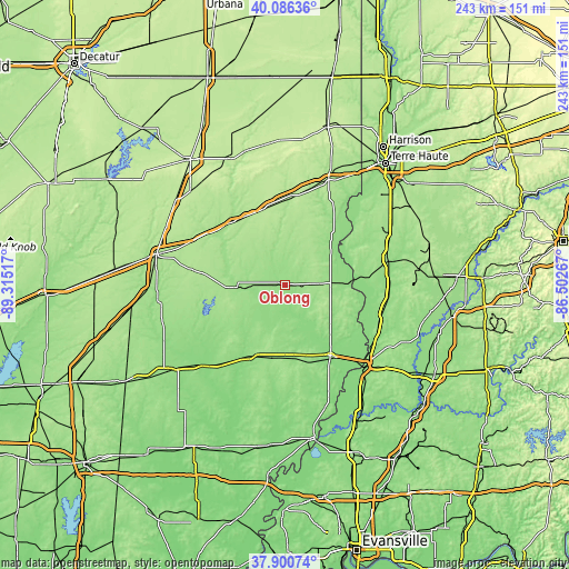 Topographic map of Oblong