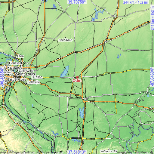 Topographic map of Odin