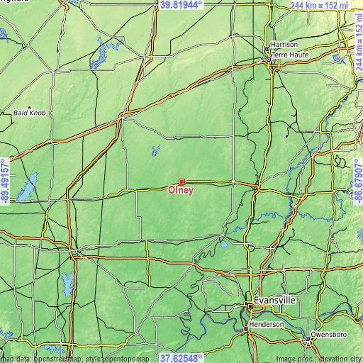 Topographic map of Olney