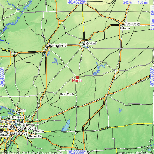 Topographic map of Pana