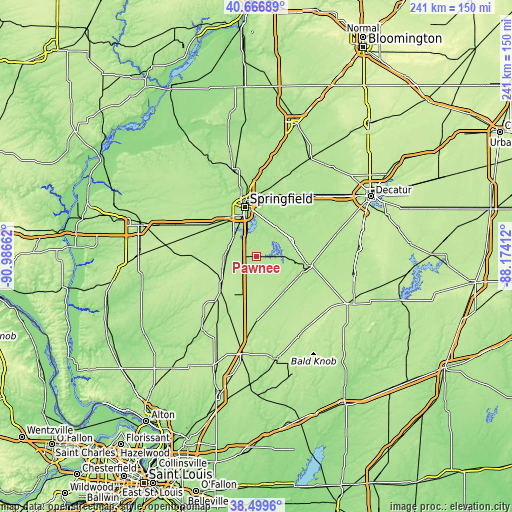 Topographic map of Pawnee