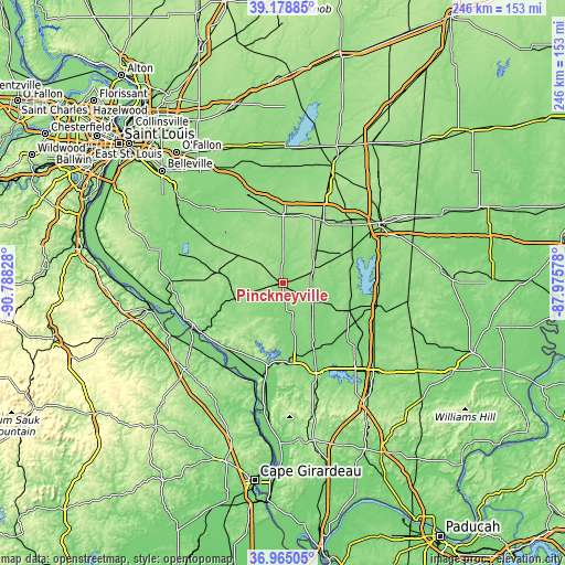 Topographic map of Pinckneyville