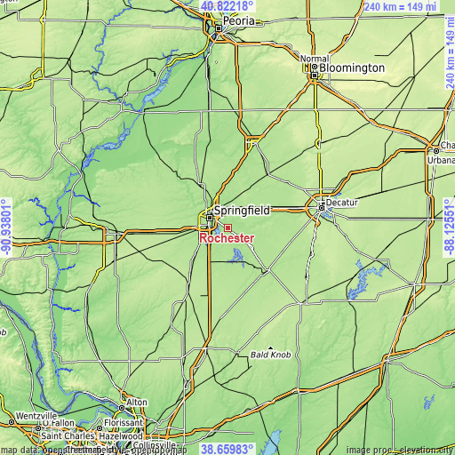 Topographic map of Rochester