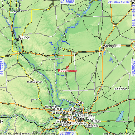 Topographic map of Roodhouse