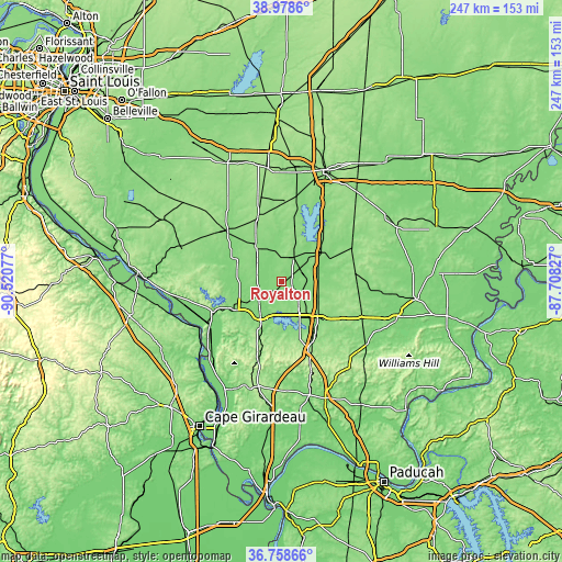 Topographic map of Royalton