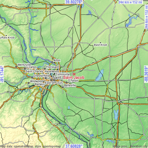 Topographic map of Saint Jacob