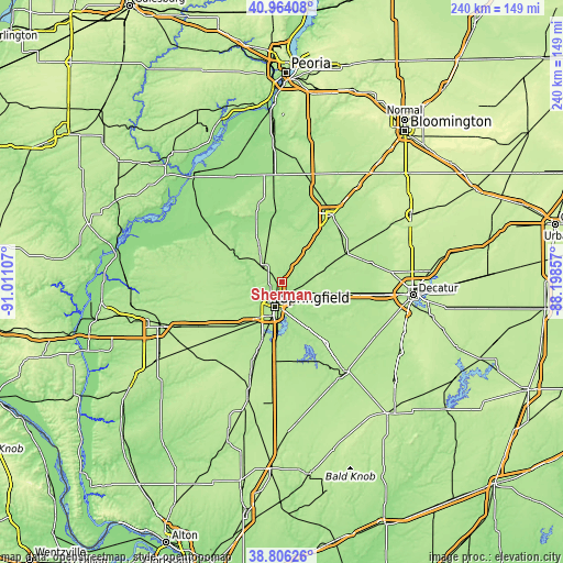 Topographic map of Sherman