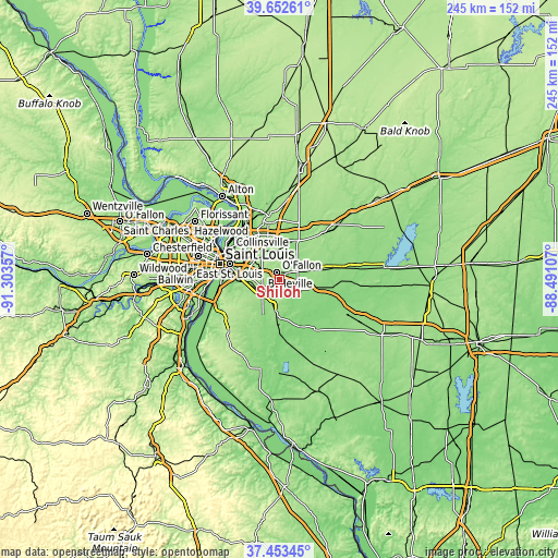 Topographic map of Shiloh