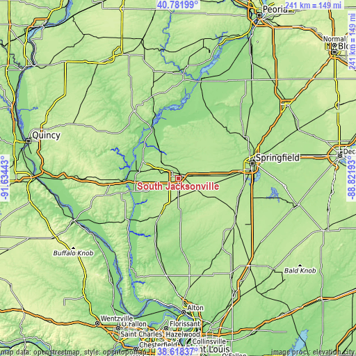 Topographic map of South Jacksonville