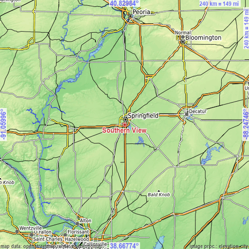 Topographic map of Southern View