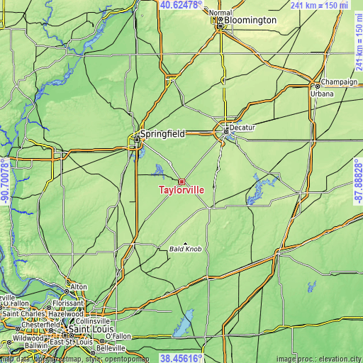 Topographic map of Taylorville