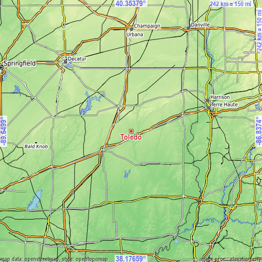 Topographic map of Toledo