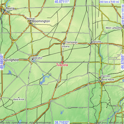 Topographic map of Tuscola