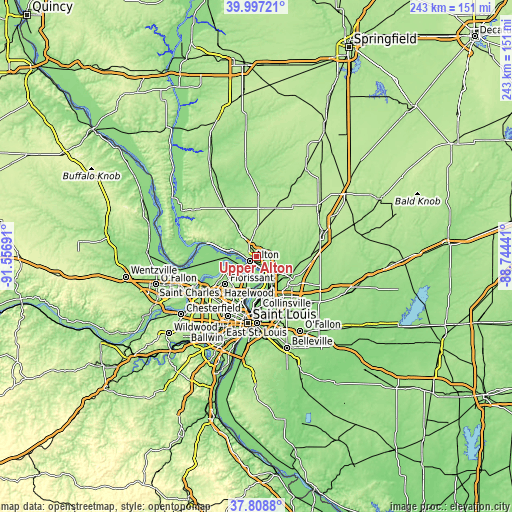 Topographic map of Upper Alton