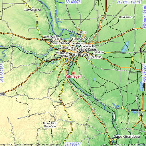 Topographic map of Valmeyer