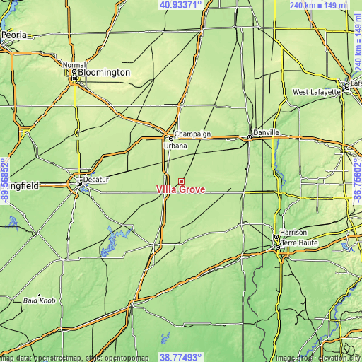 Topographic map of Villa Grove