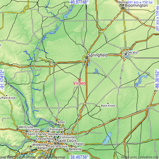 Topographic map of Virden