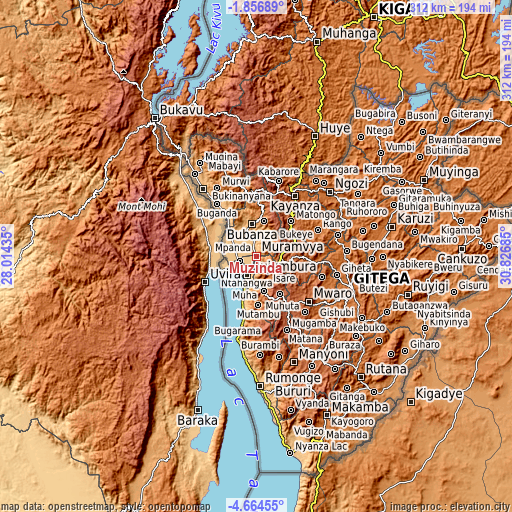 Topographic map of Muzinda