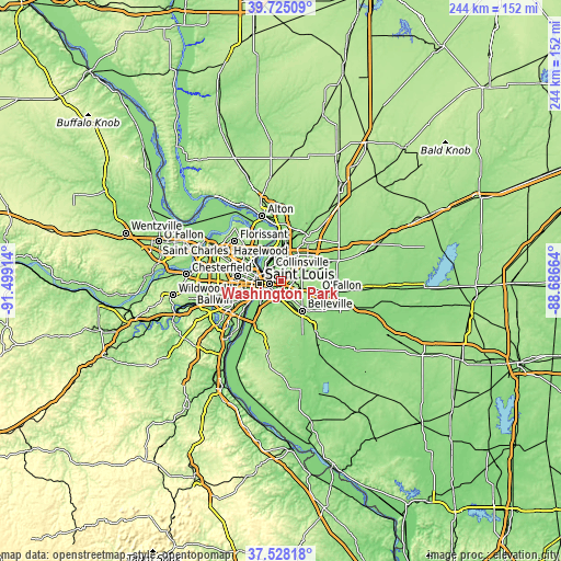 Topographic map of Washington Park