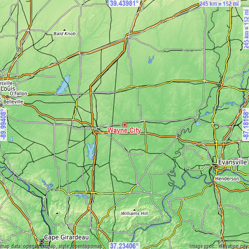 Topographic map of Wayne City