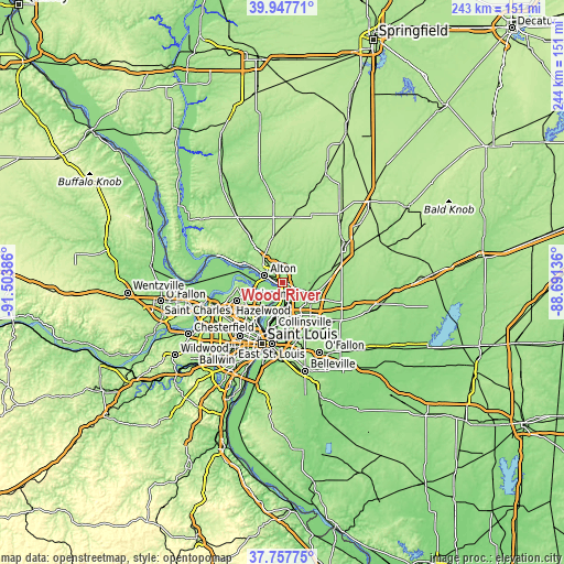 Topographic map of Wood River