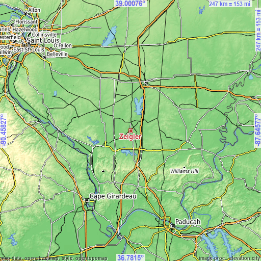 Topographic map of Zeigler