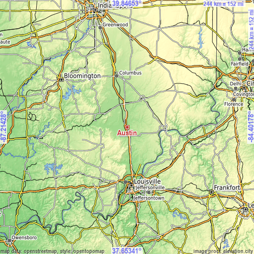 Topographic map of Austin