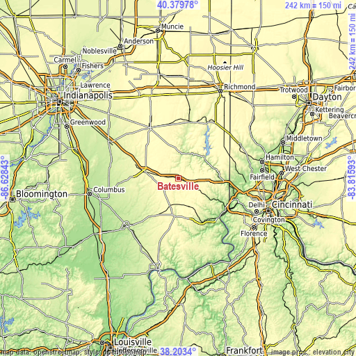 Topographic map of Batesville