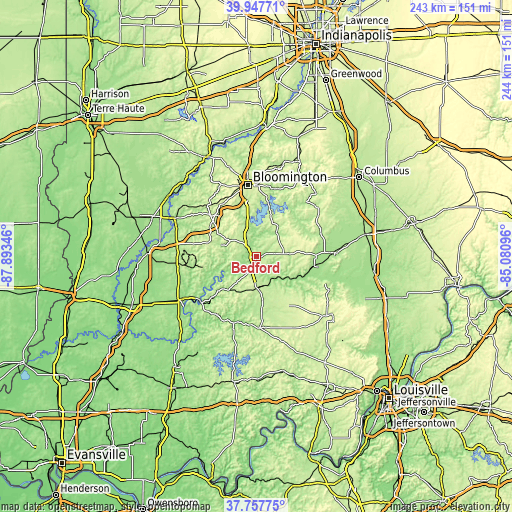 Topographic map of Bedford