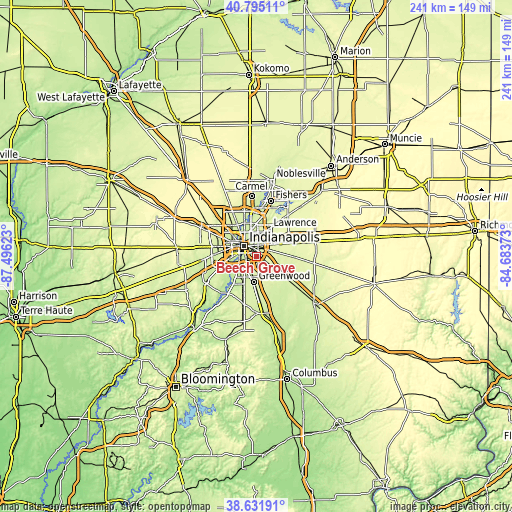 Topographic map of Beech Grove