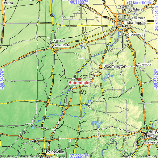 Topographic map of Bloomfield