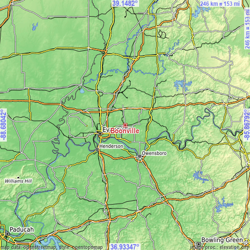 Topographic map of Boonville