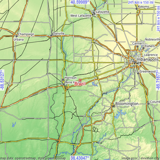 Topographic map of Brazil