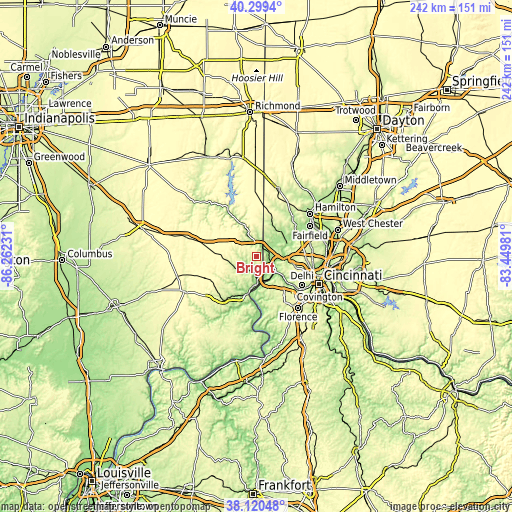 Topographic map of Bright